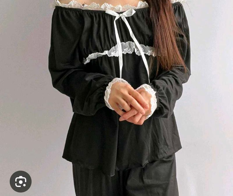 Black Lace Trim top