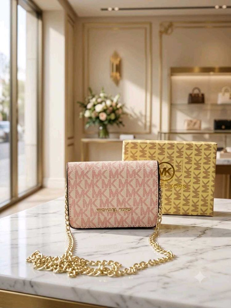 Michael Kors Pink Monogram Chain Bag