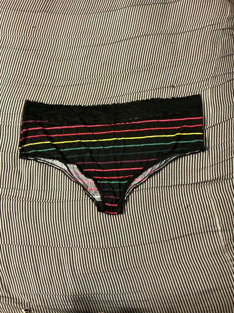 Colorful Striped Lace Trim Briefs