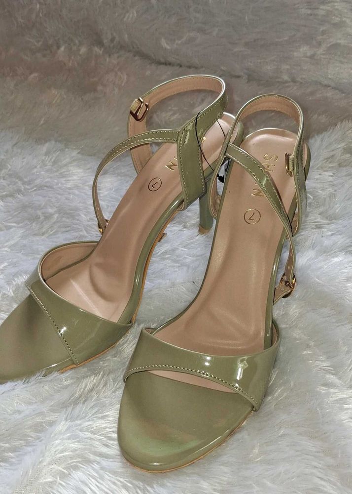 Elegant Olive Green Strappy Heels