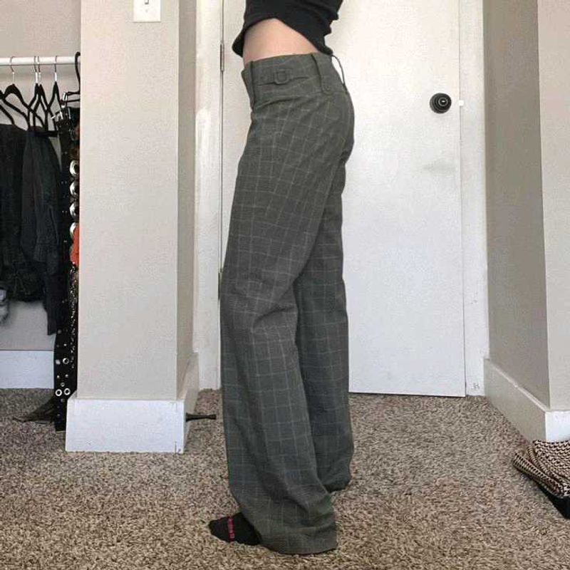 British Woman's Grey And White Plaid Trousers