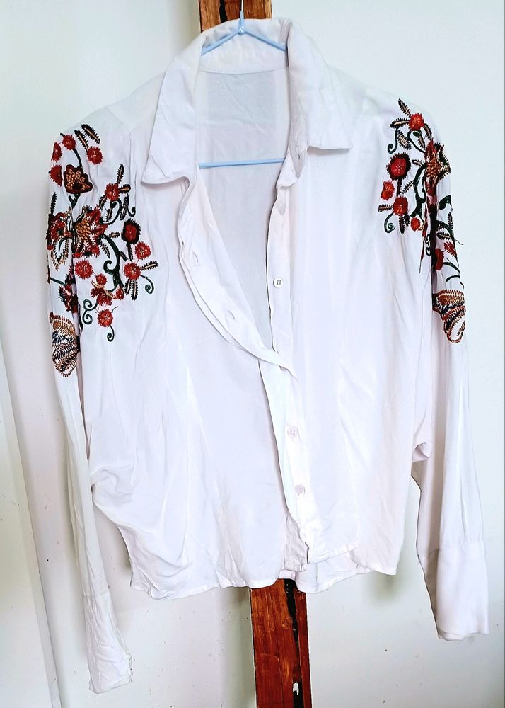 White Embroidery Tops