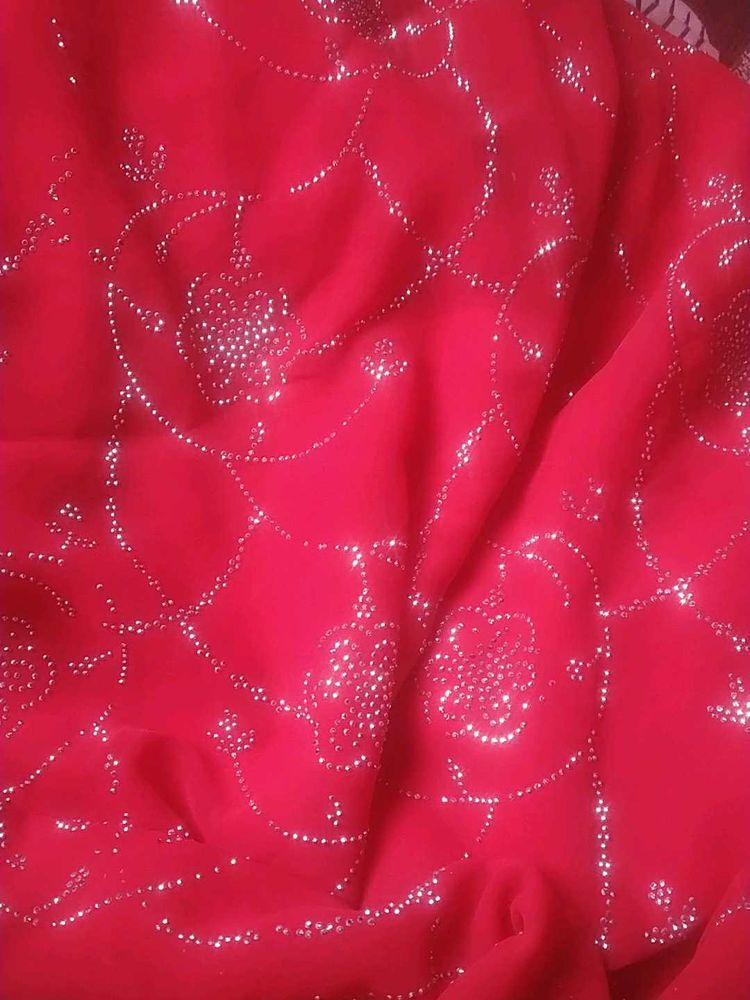 Stunning Red Embellished Saree