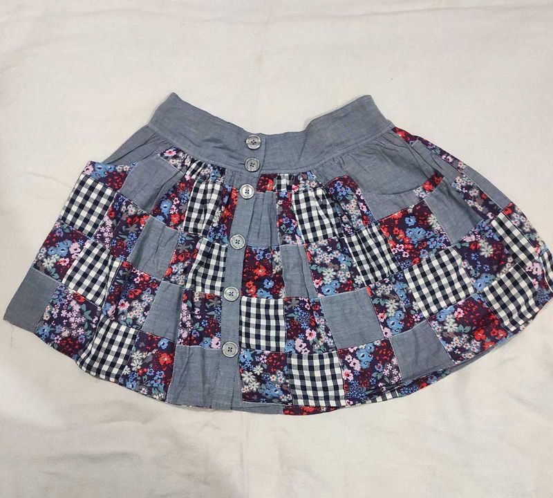 Patchwork Flared Skirt