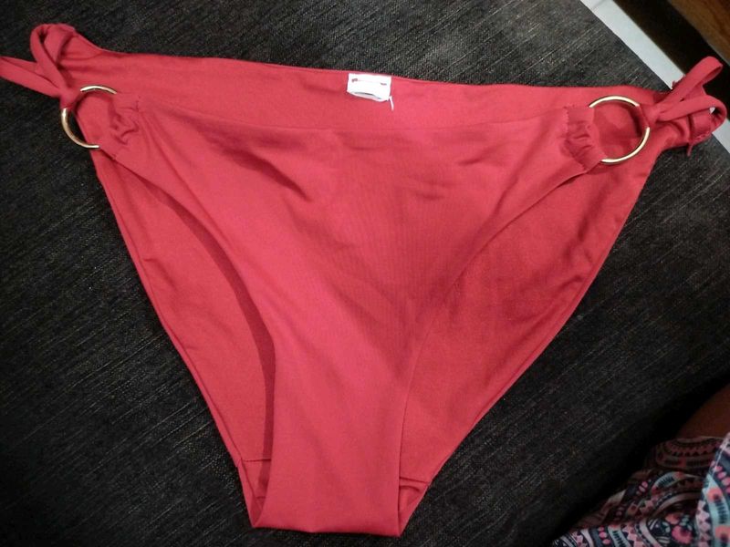 Red Bikini Bottom with Gold Rings