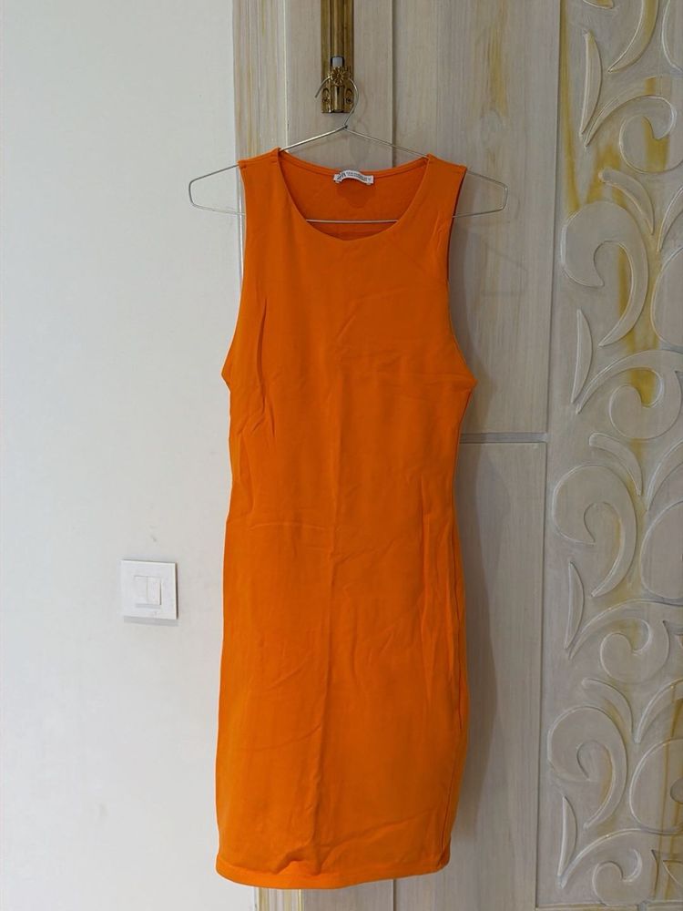 Vibrant Orange Sleeveless Mini Dress