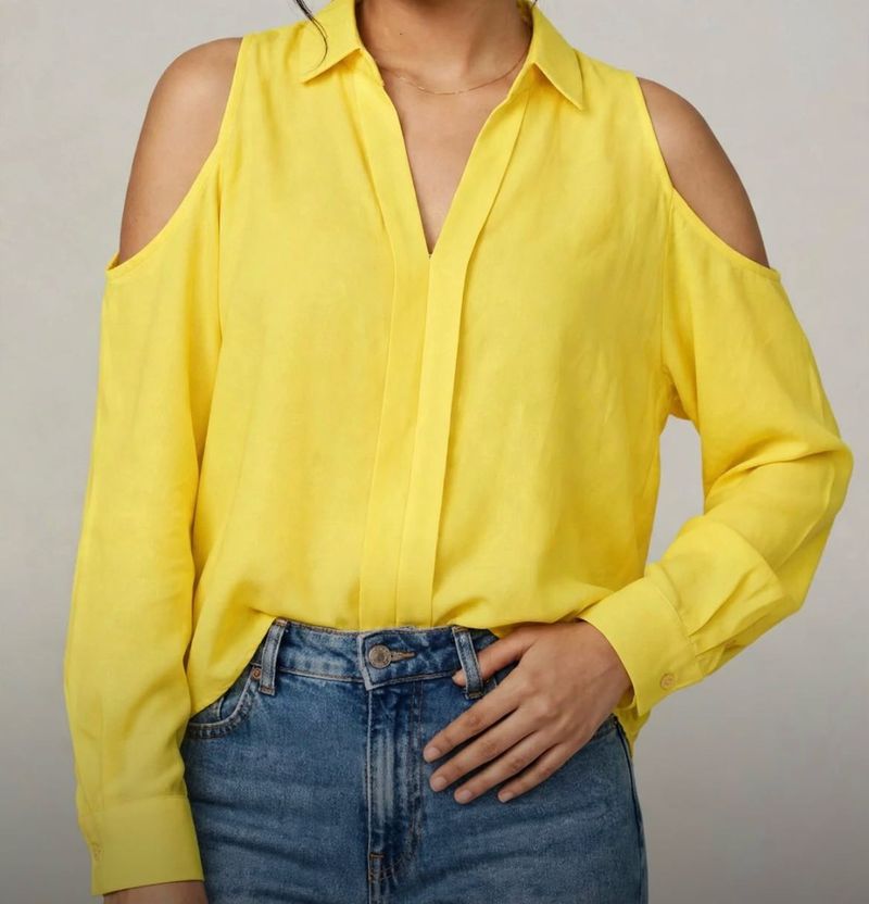 Vibrant Yellow Cold Shoulder Blouse 💛