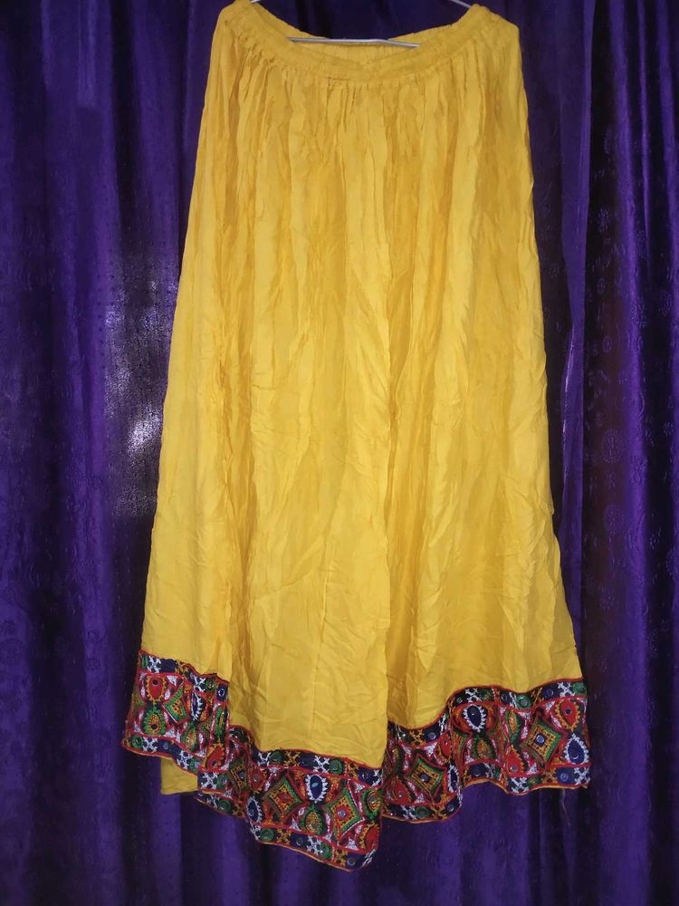 Vibrant Yellow Embroidered Ethnic Skirt