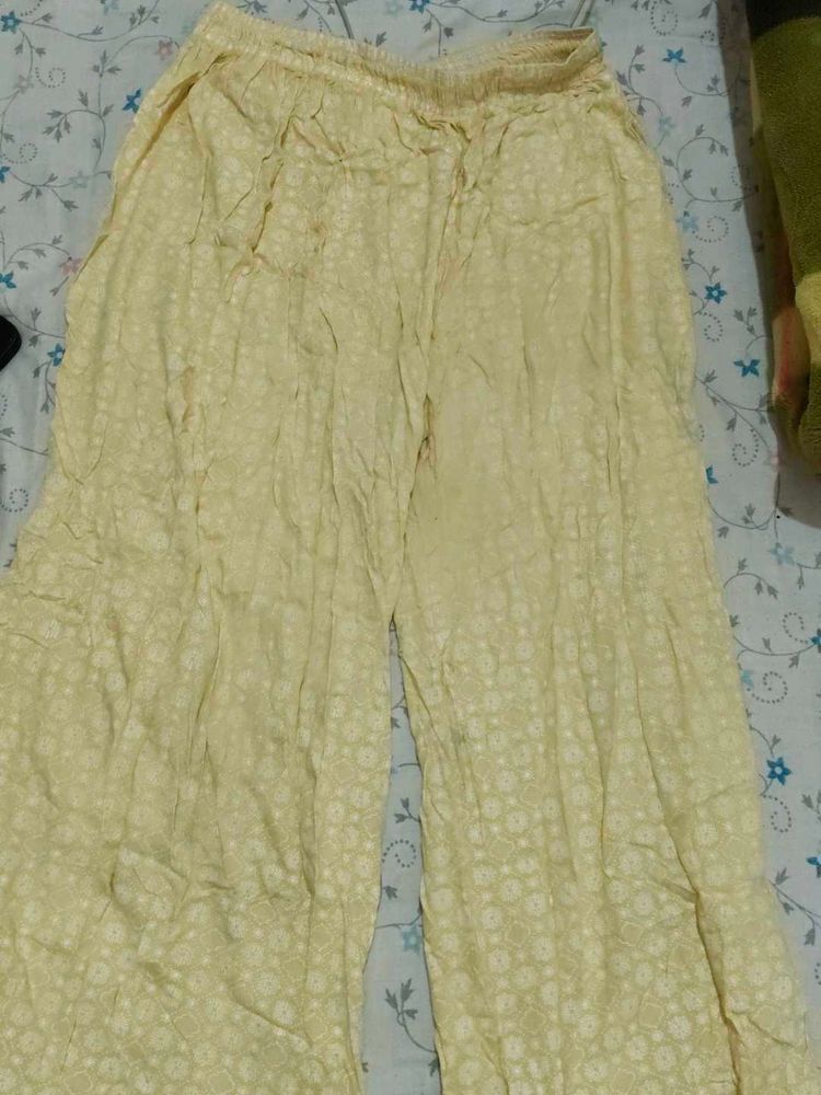 Yellow Printed Palazzo Pants