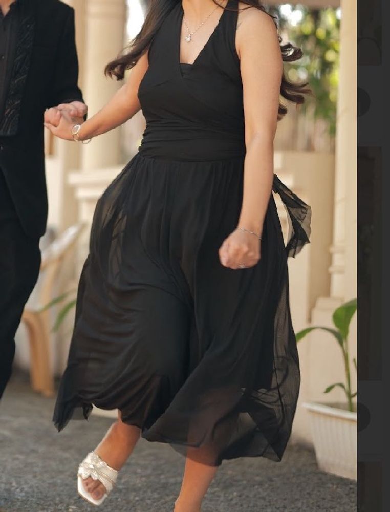 Elegant Black Halter Neck Dress