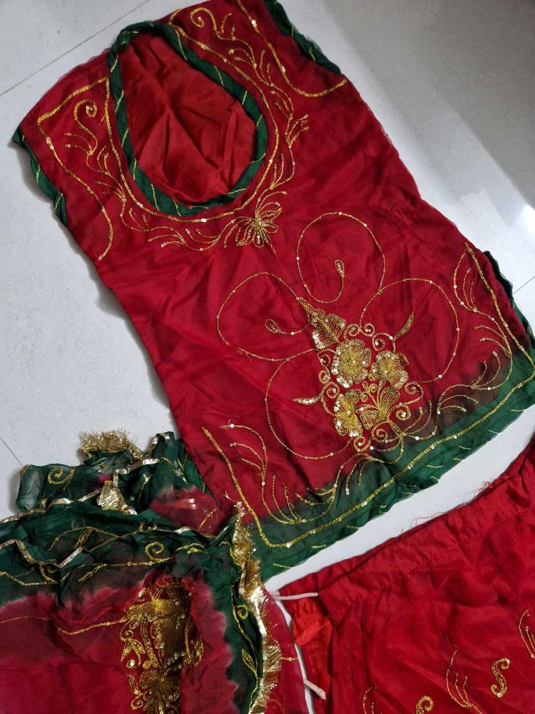 Red Embroidered Lehenga Choli