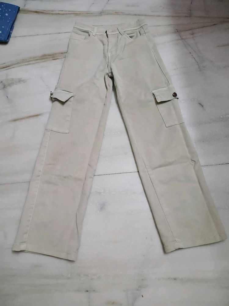Cream Cargo Pants