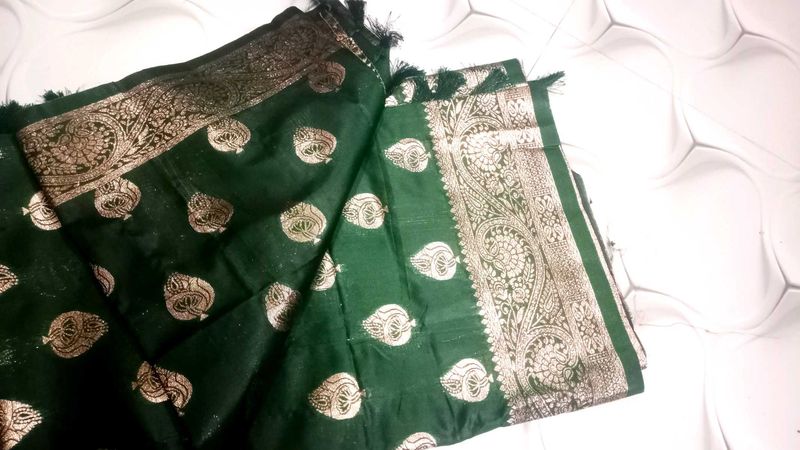 Emerald Green Banarasi Silk Saree