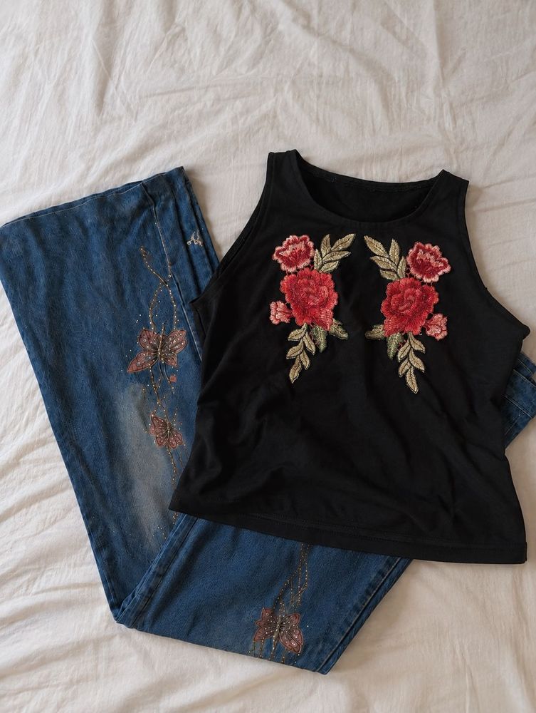 Black Floral Top