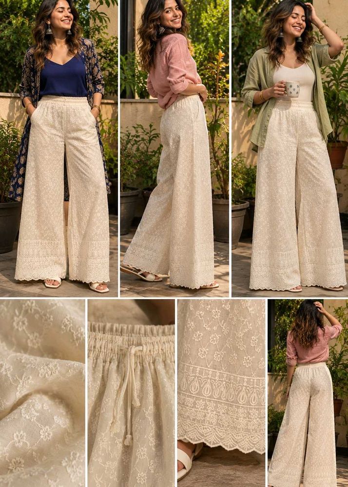 Embroidered Palazzo Pants