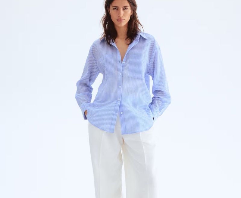 H&amp;M Blue Striped Shirt38 cover or shirt