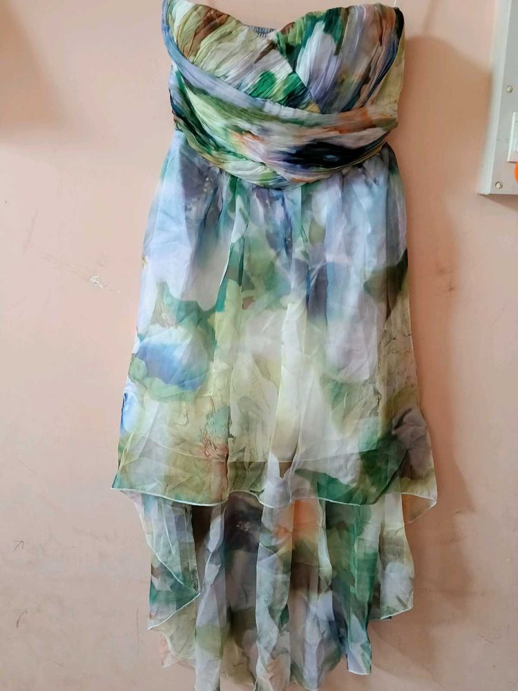 Beautiful Print Strapless party wear Dress
