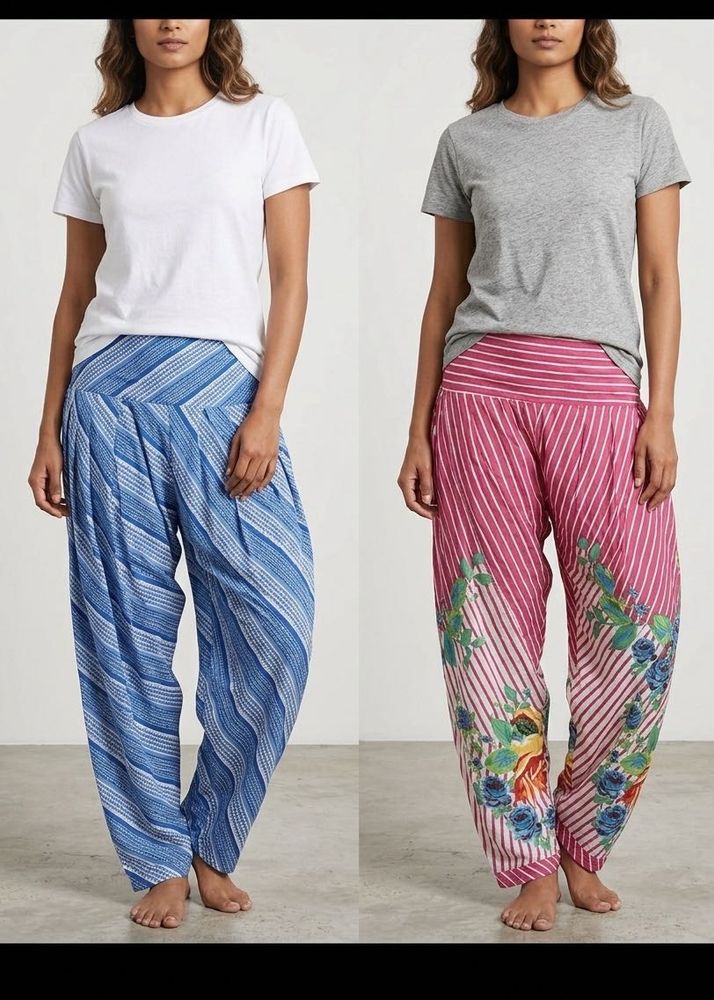 Boho Floral Striped Harem Pants (any1)