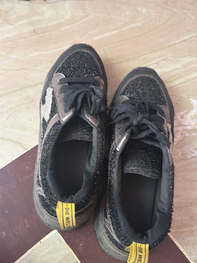 Sparkly Black Sneakers