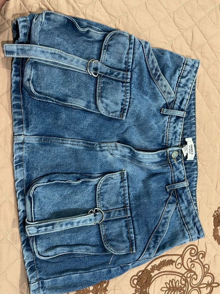Denim Cargo Skirt