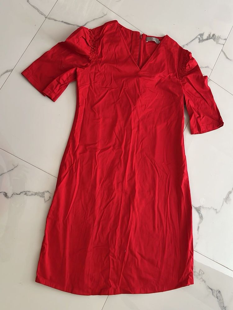 V-Neck Red Dress