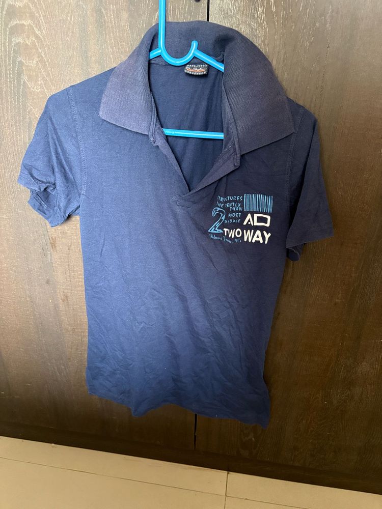 Vintage Blue Graphic Polo Shirt