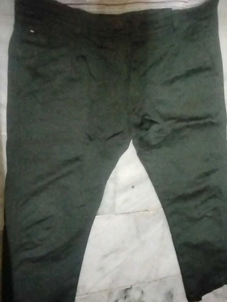 Dark Green Casual Pants