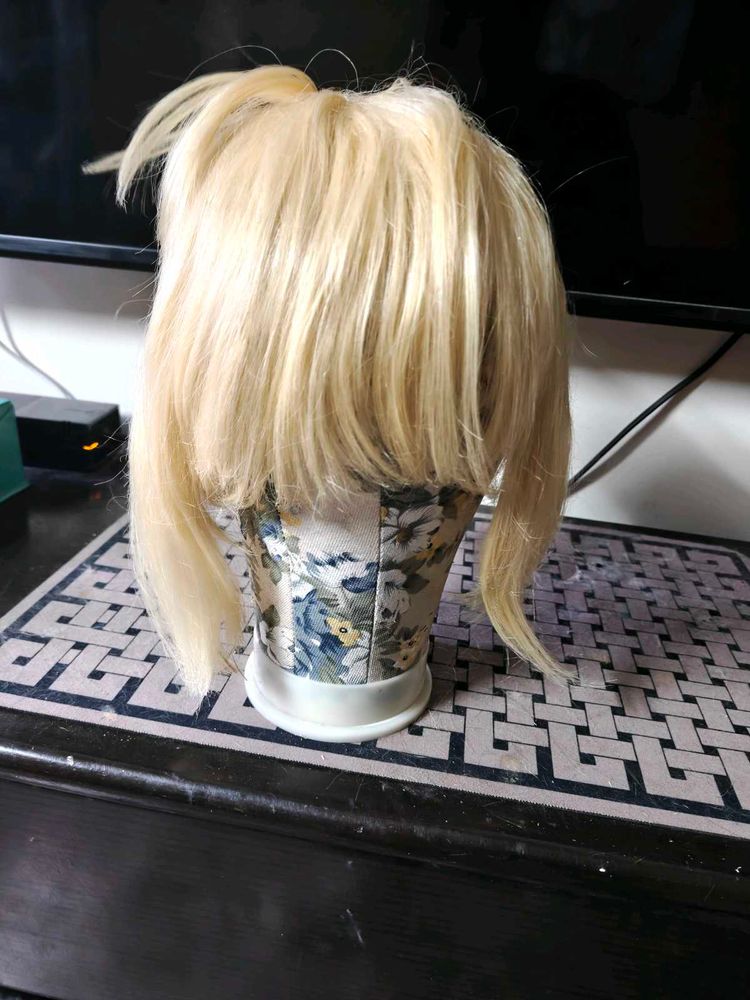saber fate cosplay Blonde Ponytail Wig