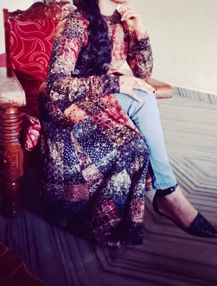 Patchwork Print Maxi Dress with Slit