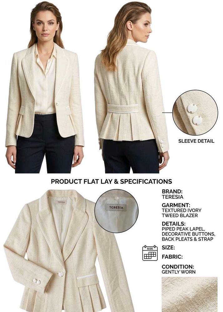 Teresia Textured Ivory Tweed Blazer