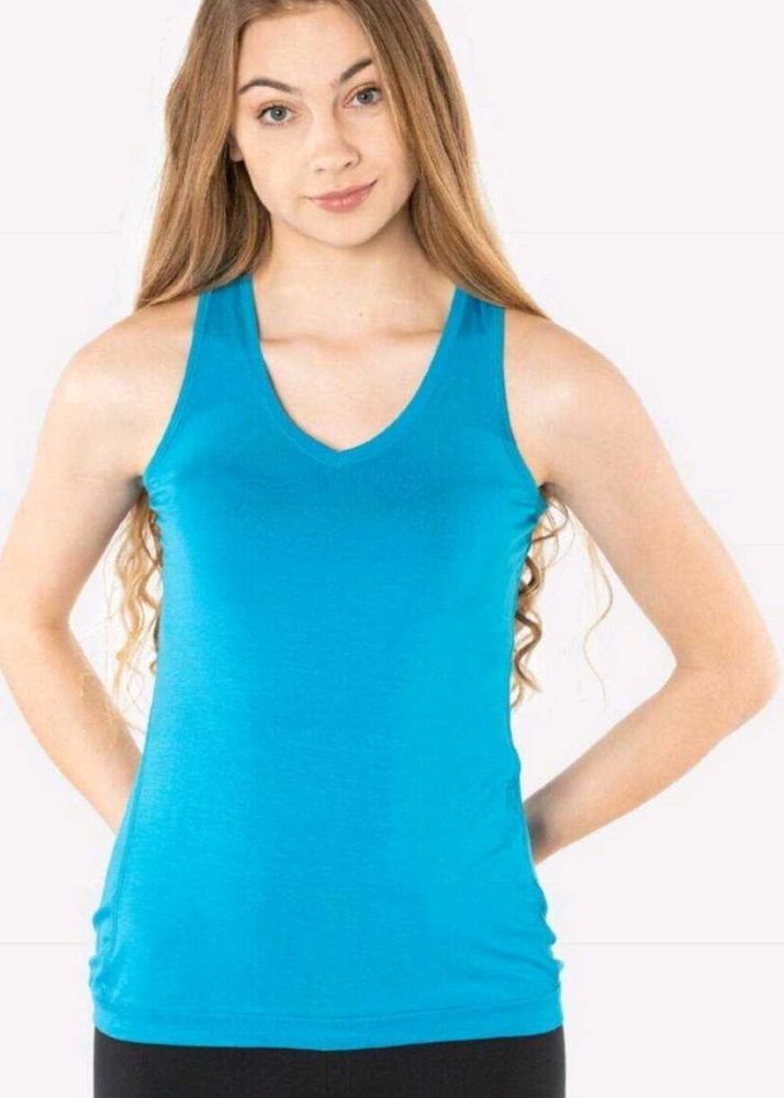 Aqua Blue V-Neck Tank Top