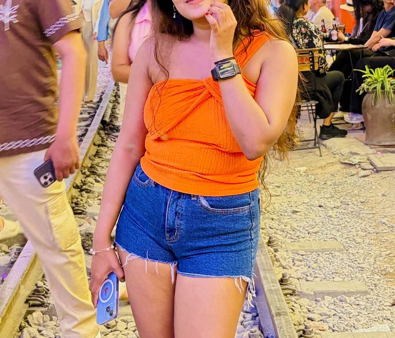 Savana orange one shoulder top