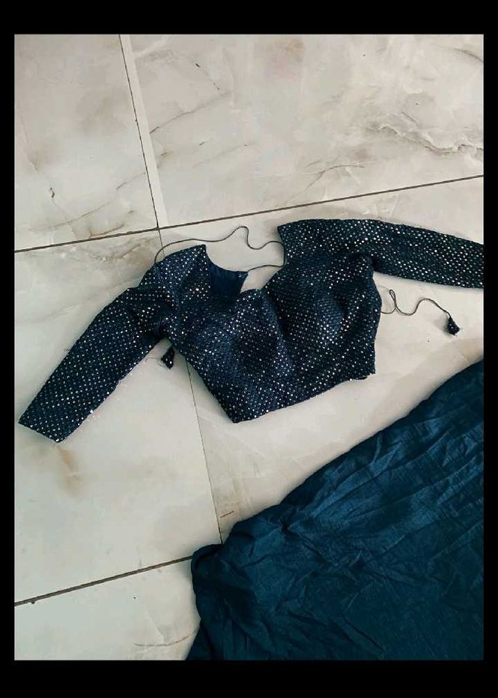 Sequined Blue lahengha choli