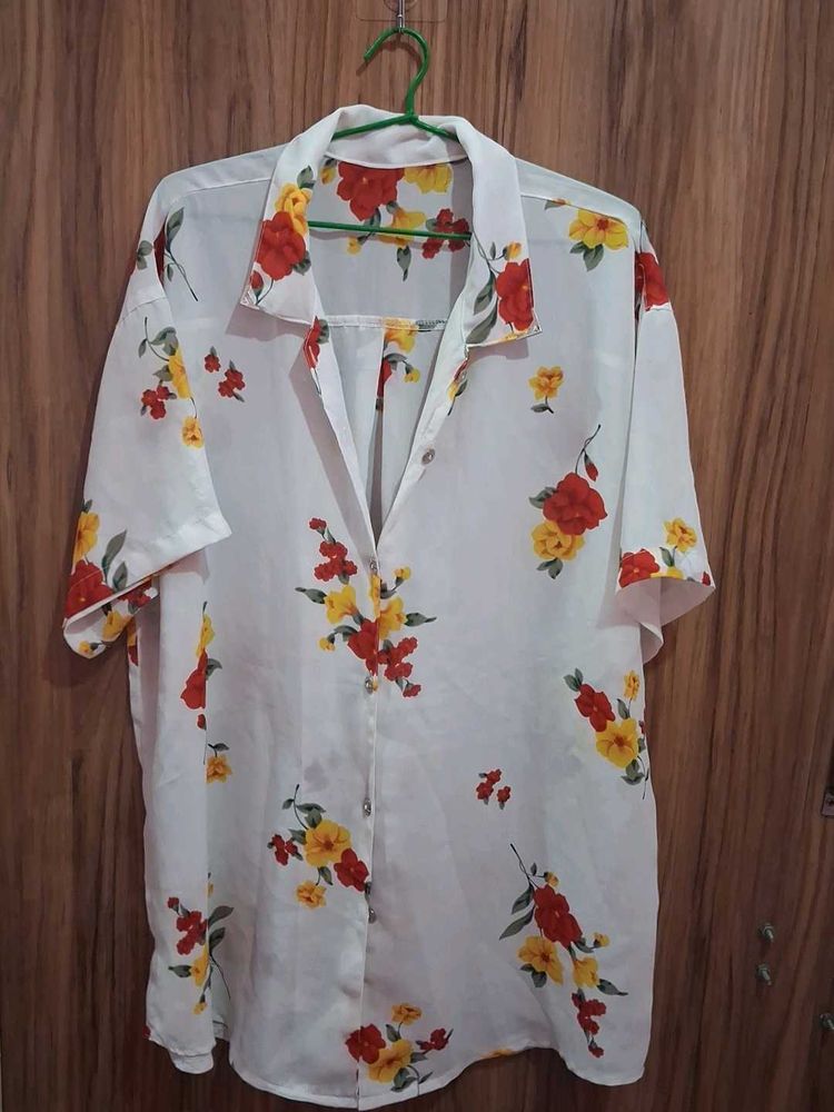 White Floral Short Sleeve Shirt🌸