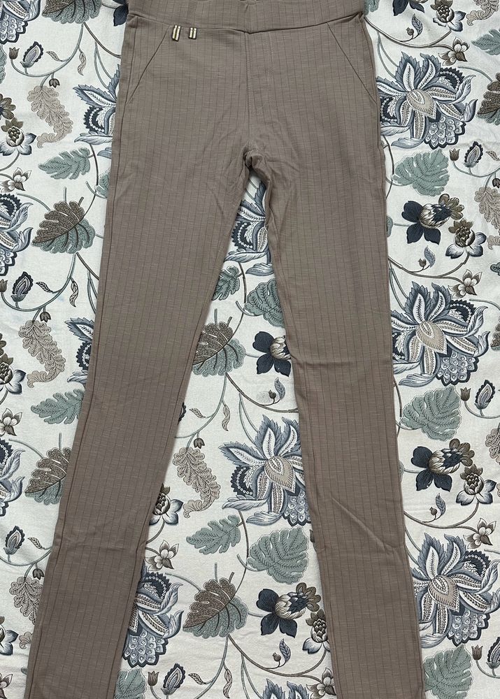 Ribbed High-Waisted Trousers