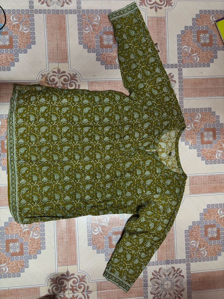 Green Printed Kurta 🍃