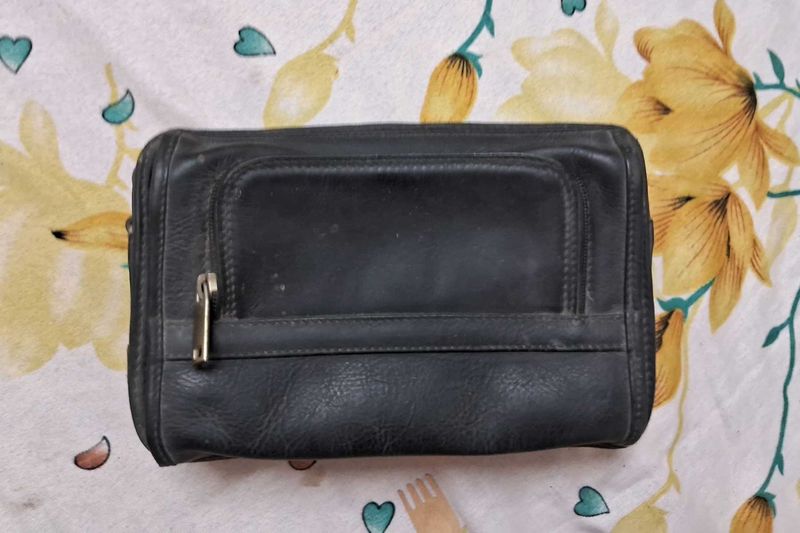 Classic Black Leather Clutch