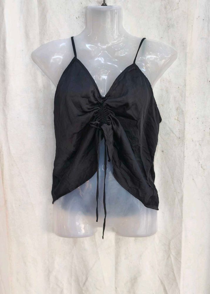I. Chic Black Ruched Camisole Top