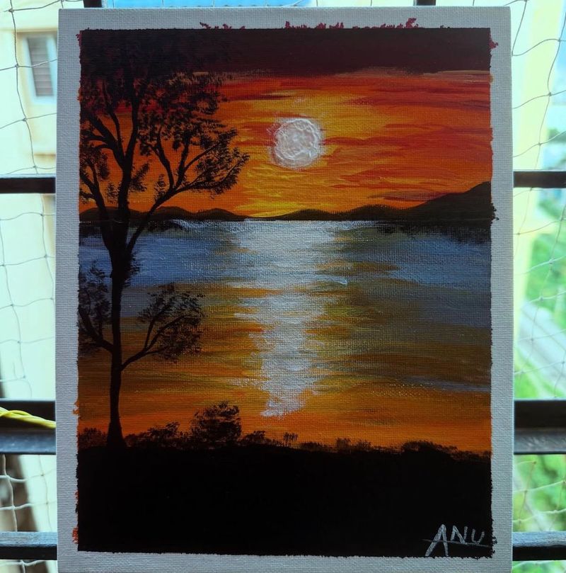 Sunset Painting on Canvas