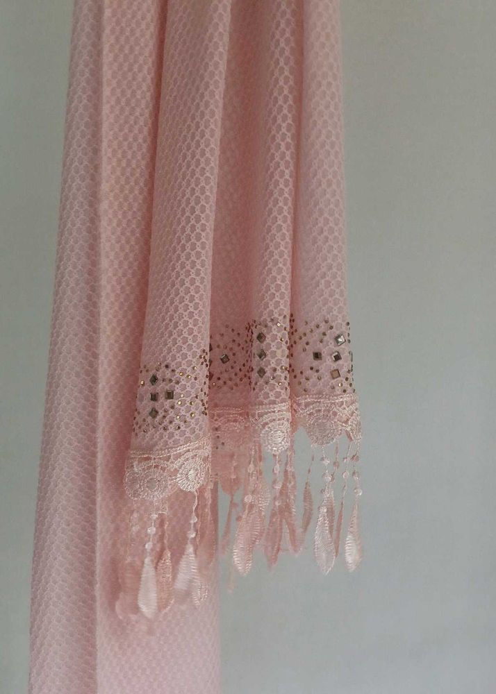 Embellished Pink Net Dupatta