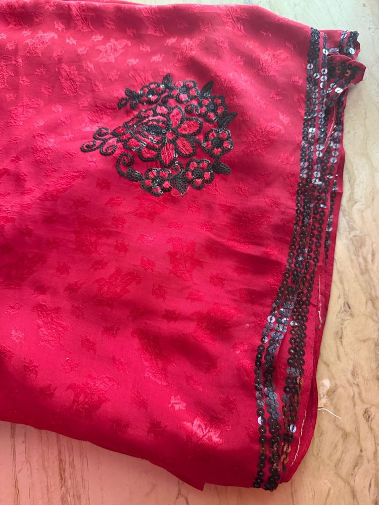 Vibrant Pink Embroidered Saree