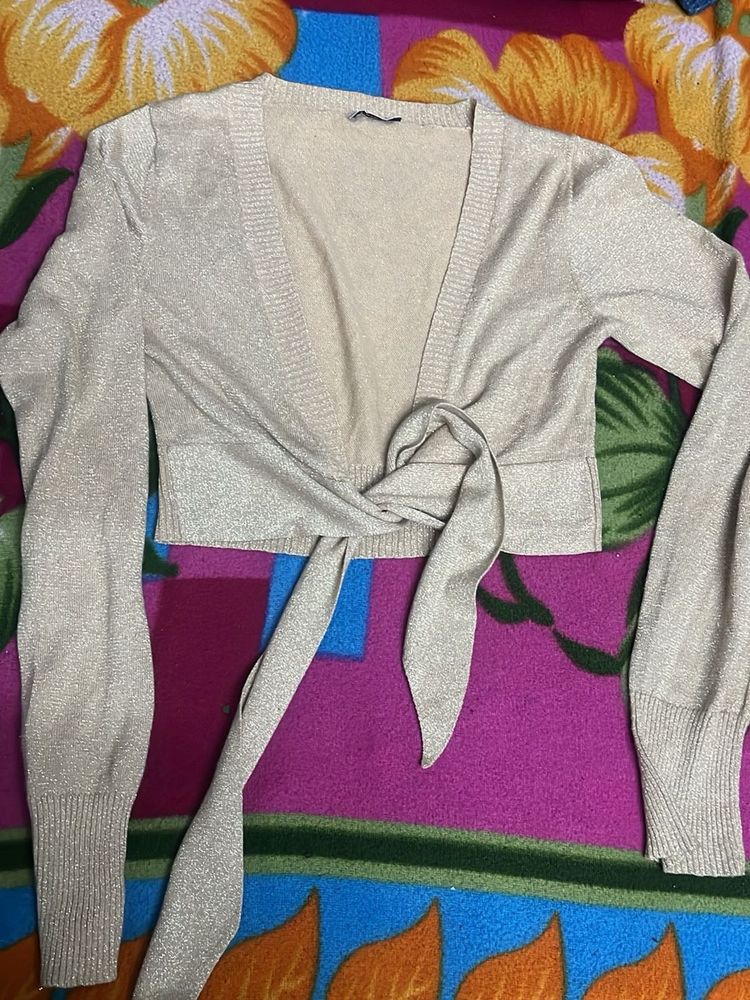 Shiny Tie-Front jacket