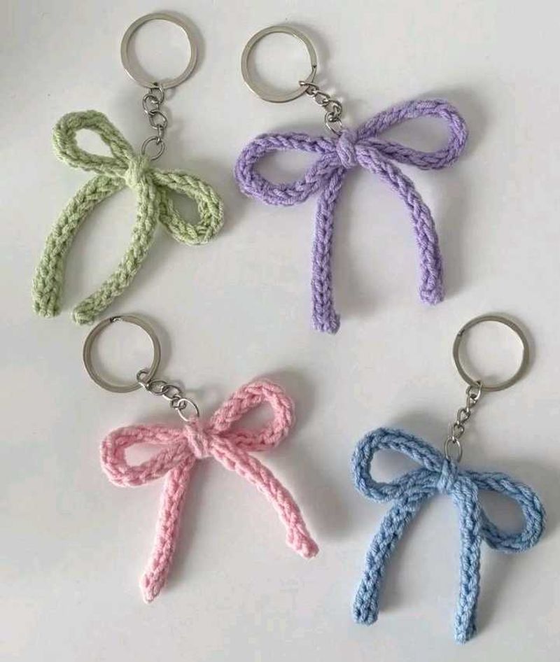 Cute Crocheted Bow Keychains - Set of 4