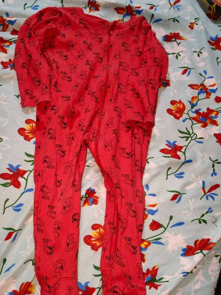 Red Printed Boys' Onesie