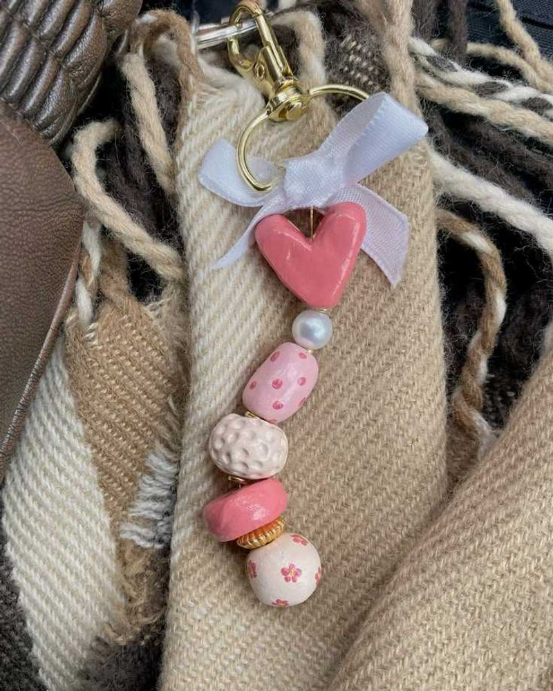 Handmade Heart Charm Keychain