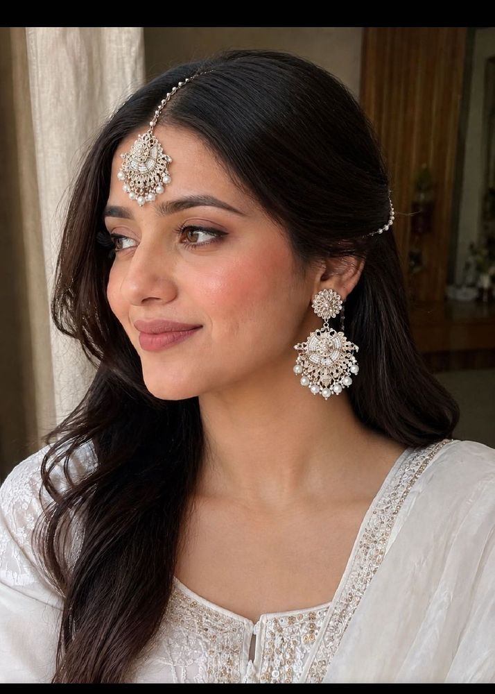 Exquisite Pearl &amp; Silver Jhumka Set