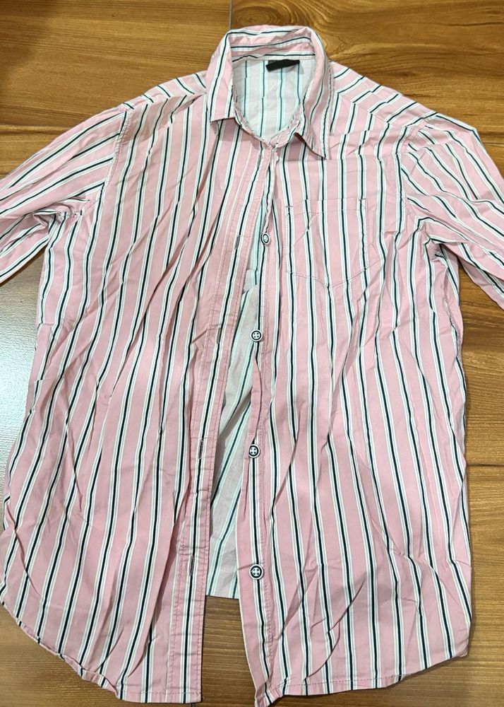 pink Button-Up Shirt
