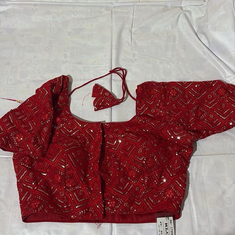 Red Embellished Saree Blouse