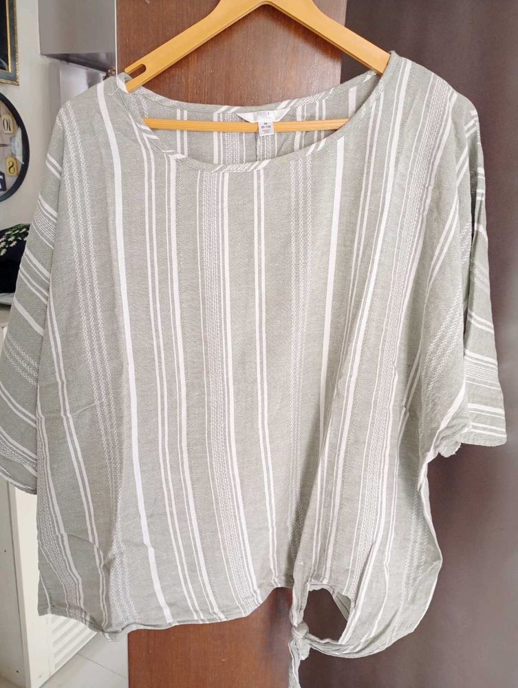Striped Tie-Front Top