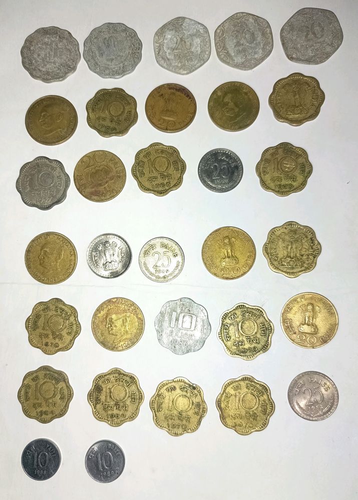 32 Pcs Of 10,20,25 Paisa Coin Collection
